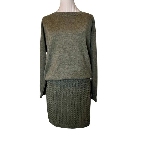 Laundry Sweater Dress Womens Size S Gray Blouson Cutout Back Mini Stretch Soft - Picture 1 of 11